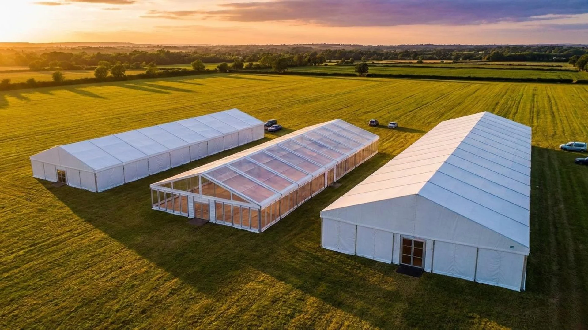 Clear span structure erected on site